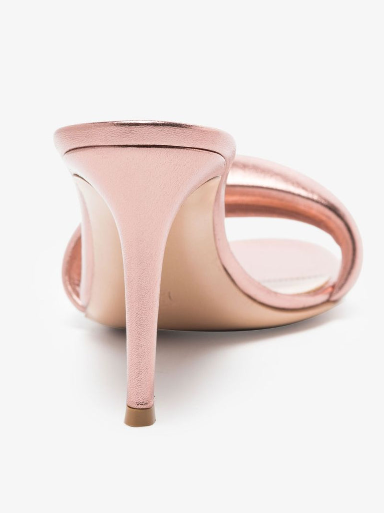 Pink Bijoux 85 Metallic Leather Mules