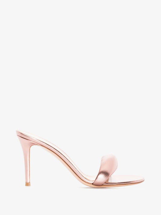 Pink Bijoux 85 Metallic Leather Mules