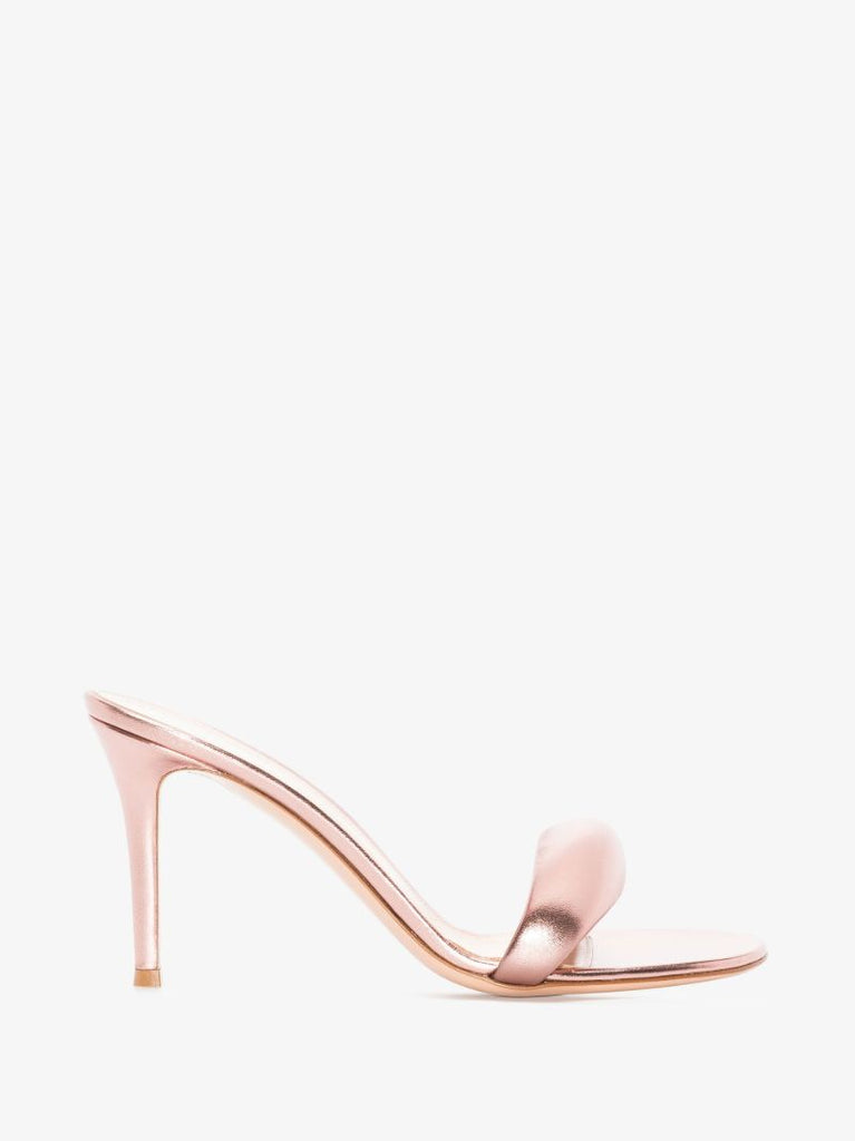 Pink Bijoux 85 Metallic Leather Mules