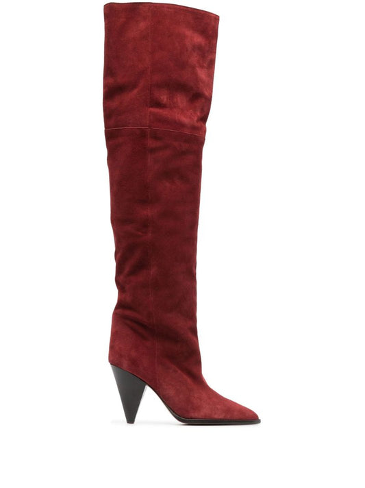 Red Riria 90 Knee-high Suede Boots