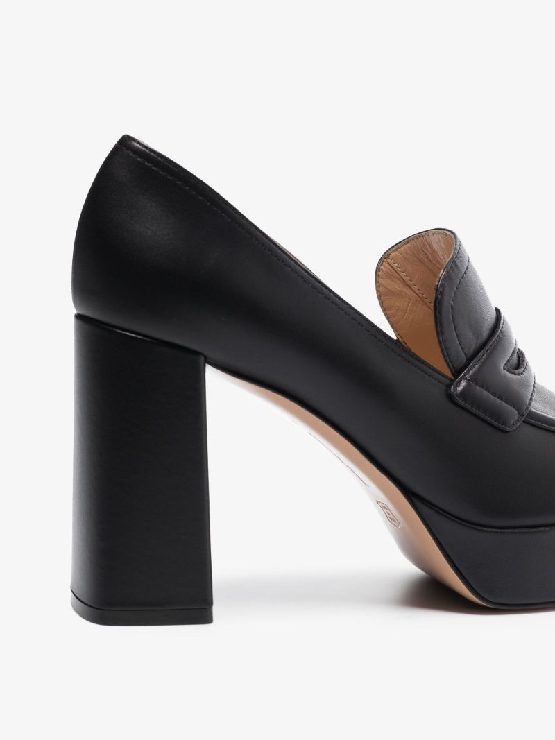 Black 100 Leather Platform Loafers