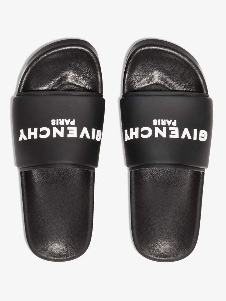 Black Flatform Rubber Slides