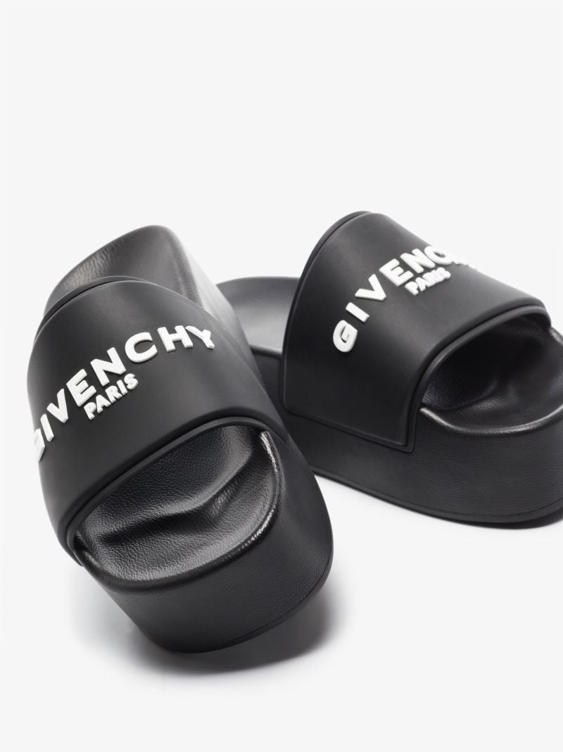 Black Flatform Rubber Slides