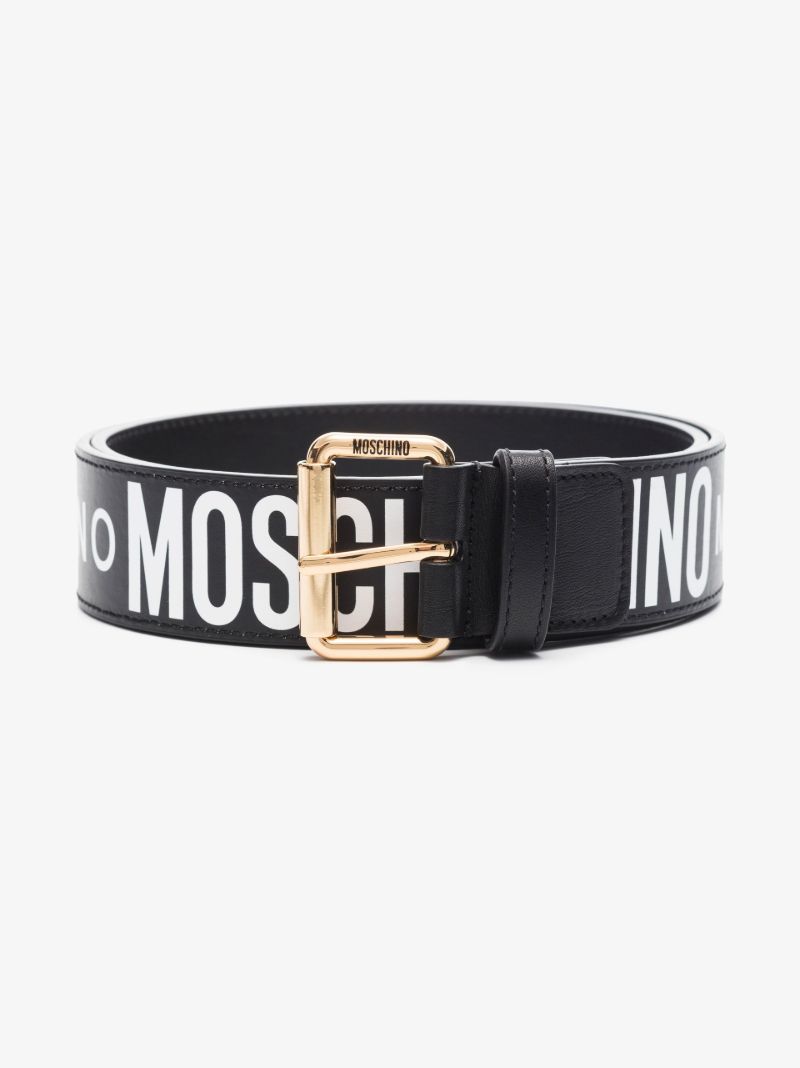 Black Logo Leather Belt