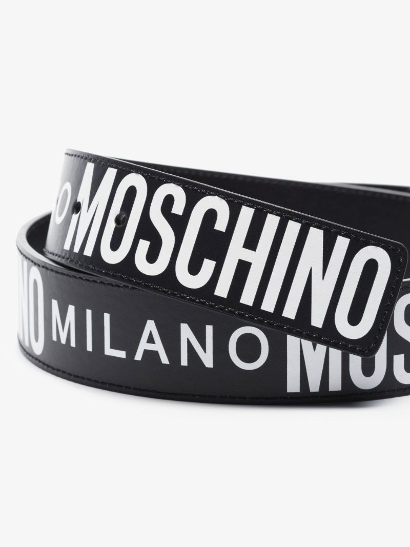 Black Logo Leather Belt