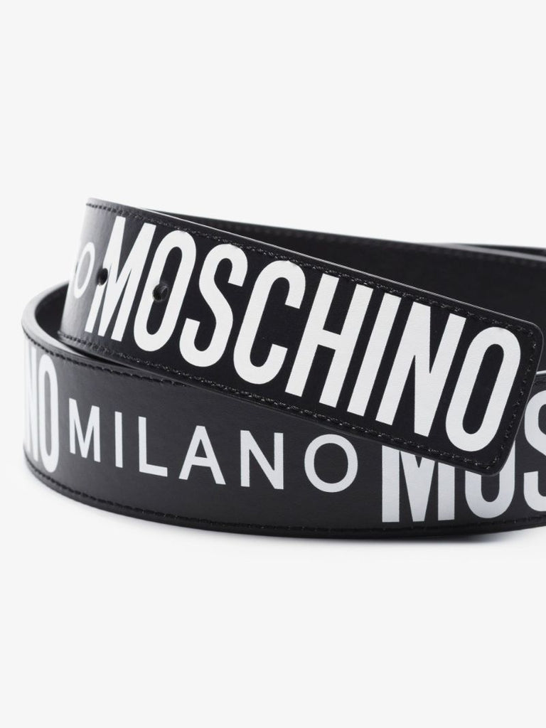 Black Logo Leather Belt