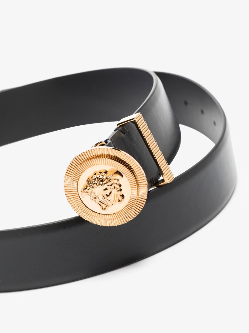 Black Medusa Plaque Leather Belt