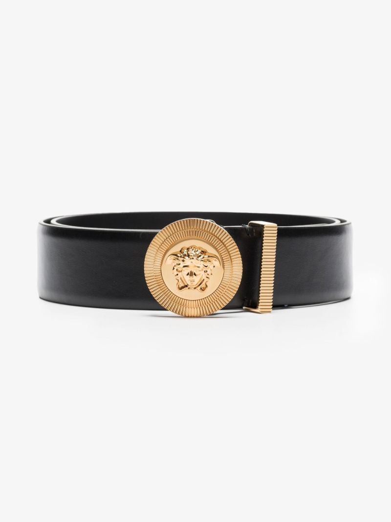 Black Medusa Plaque Leather Belt