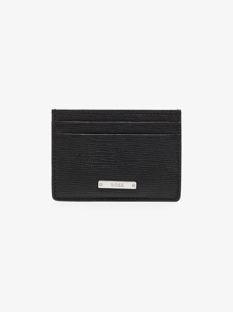 Black Logo Plate Leather Card Holder