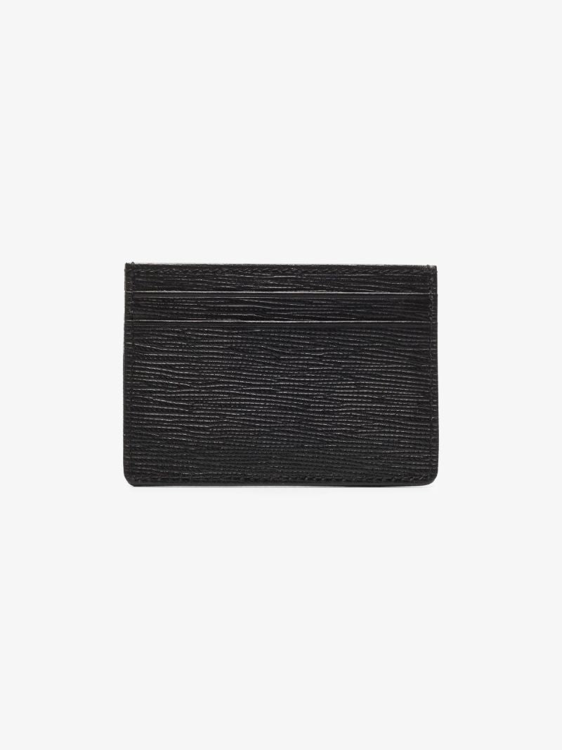 Black Logo Plate Leather Card Holder