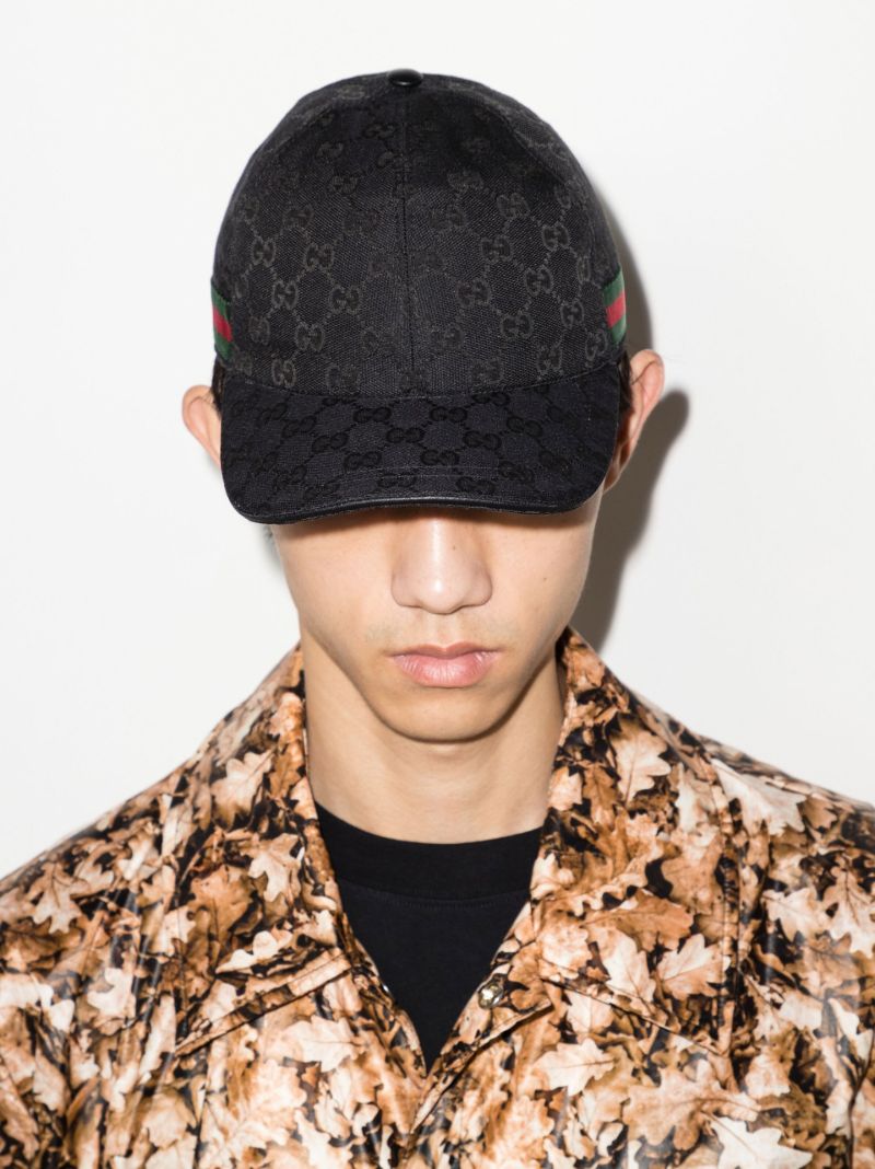 Black Gg Supreme Canvas Baseball Cap
