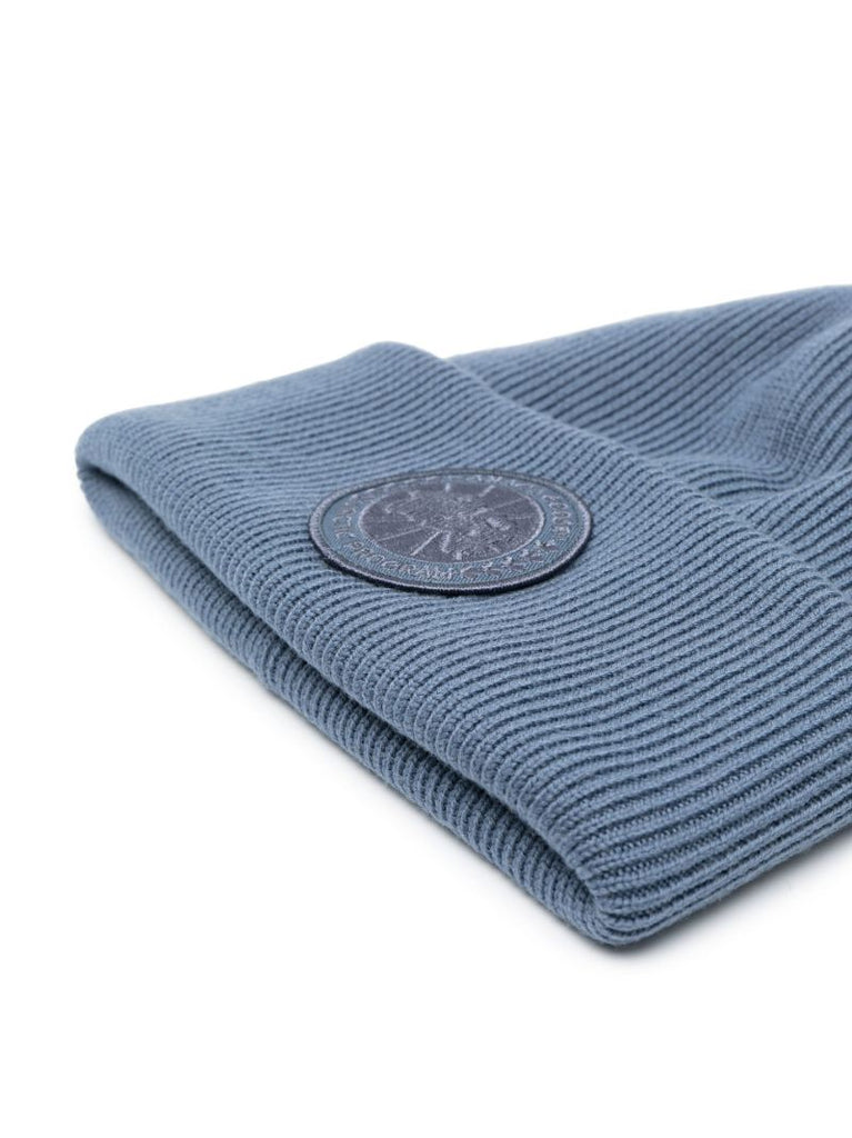 Blue Arctic Disc Ribbed-knit Beanie Hat