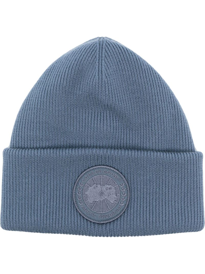 Blue Arctic Disc Ribbed-knit Beanie Hat