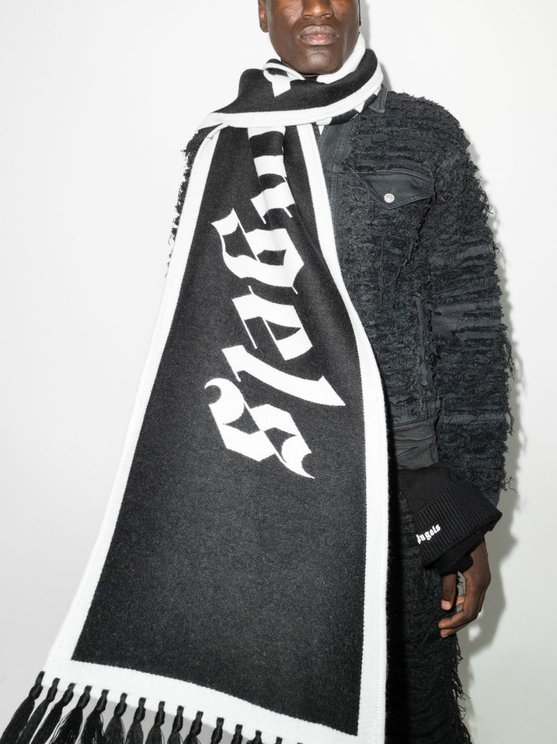 Black Logo Wool Scarf