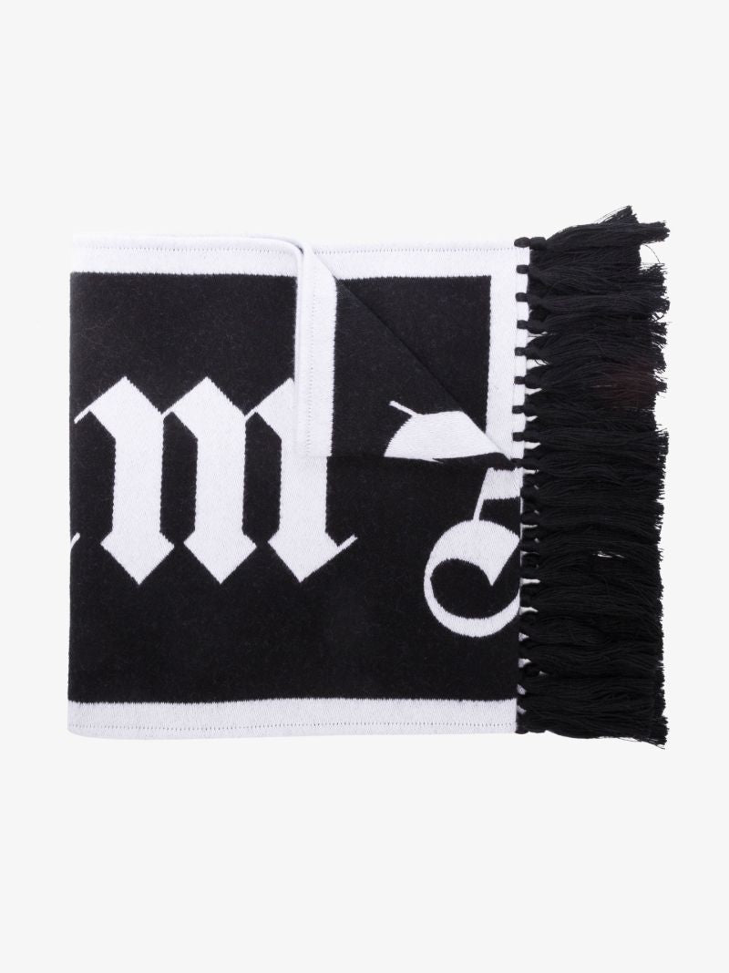 Black Logo Wool Scarf