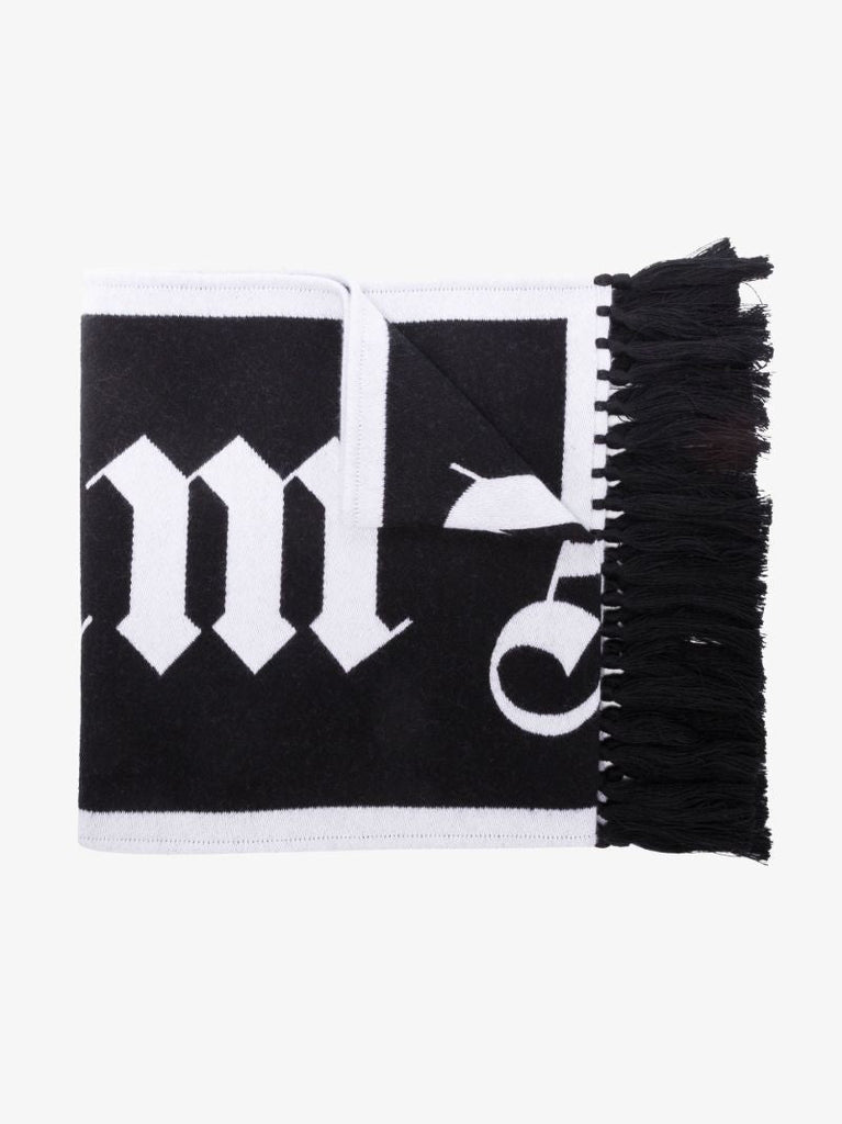Black Logo Wool Scarf