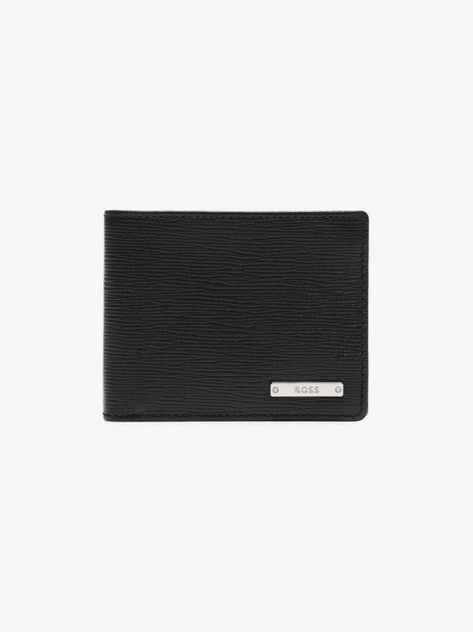 Black Logo Plaque Leather Wallet