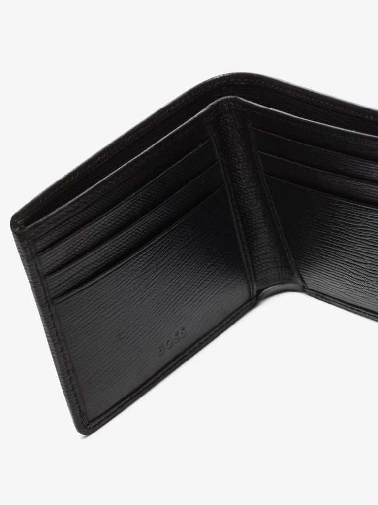 Black Logo Plaque Leather Wallet