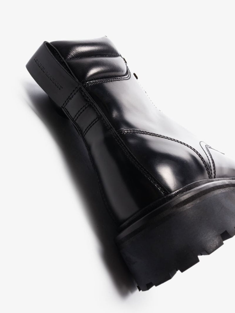 Black Campa Lace-up Leather Ankle Boots