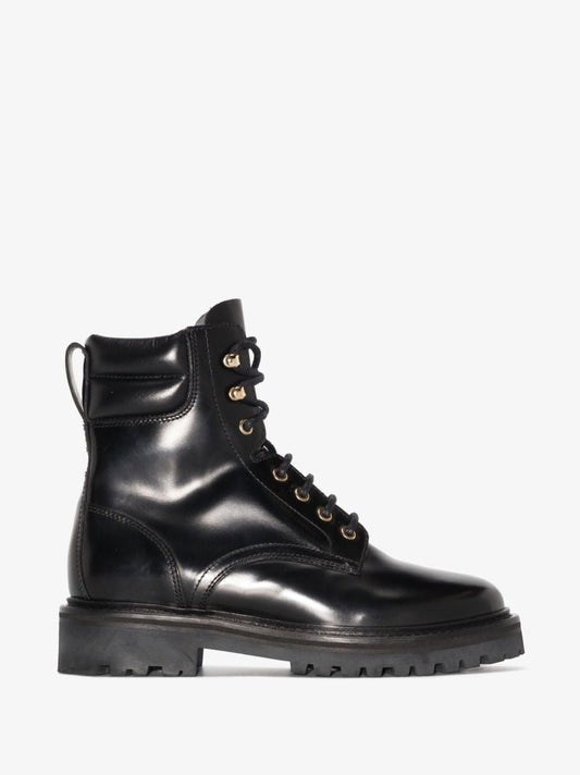 Black Campa Lace-up Leather Ankle Boots