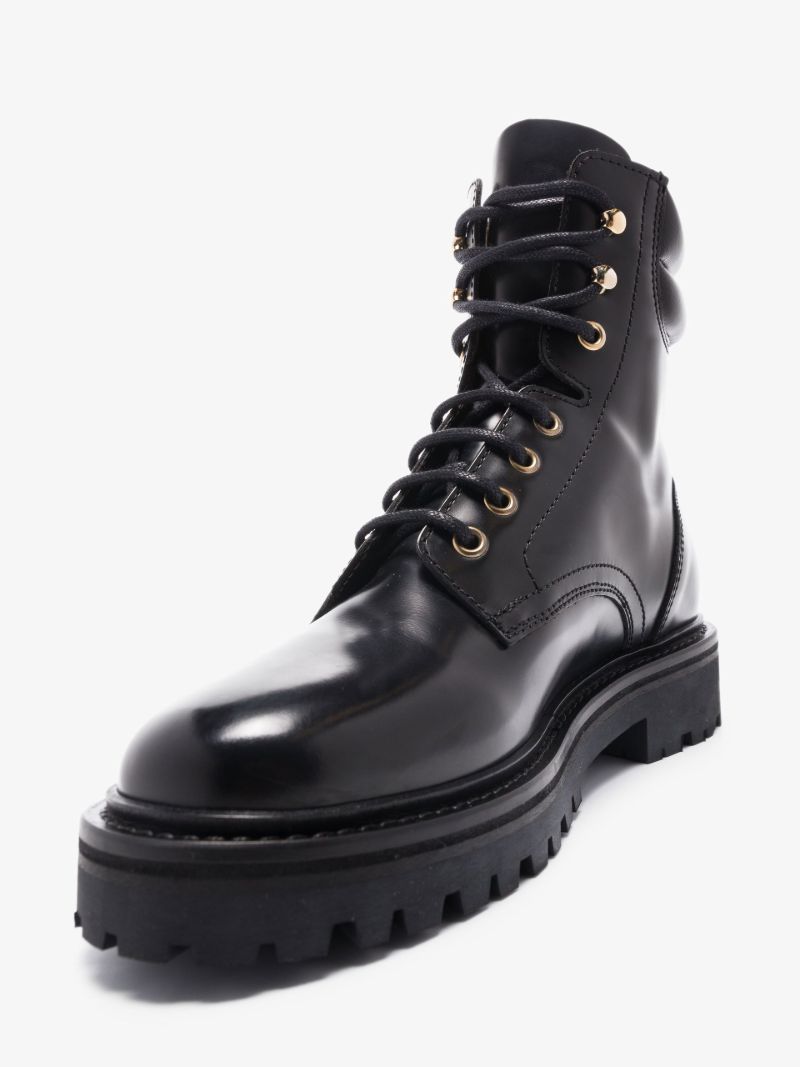 Black Campa Lace-up Leather Ankle Boots