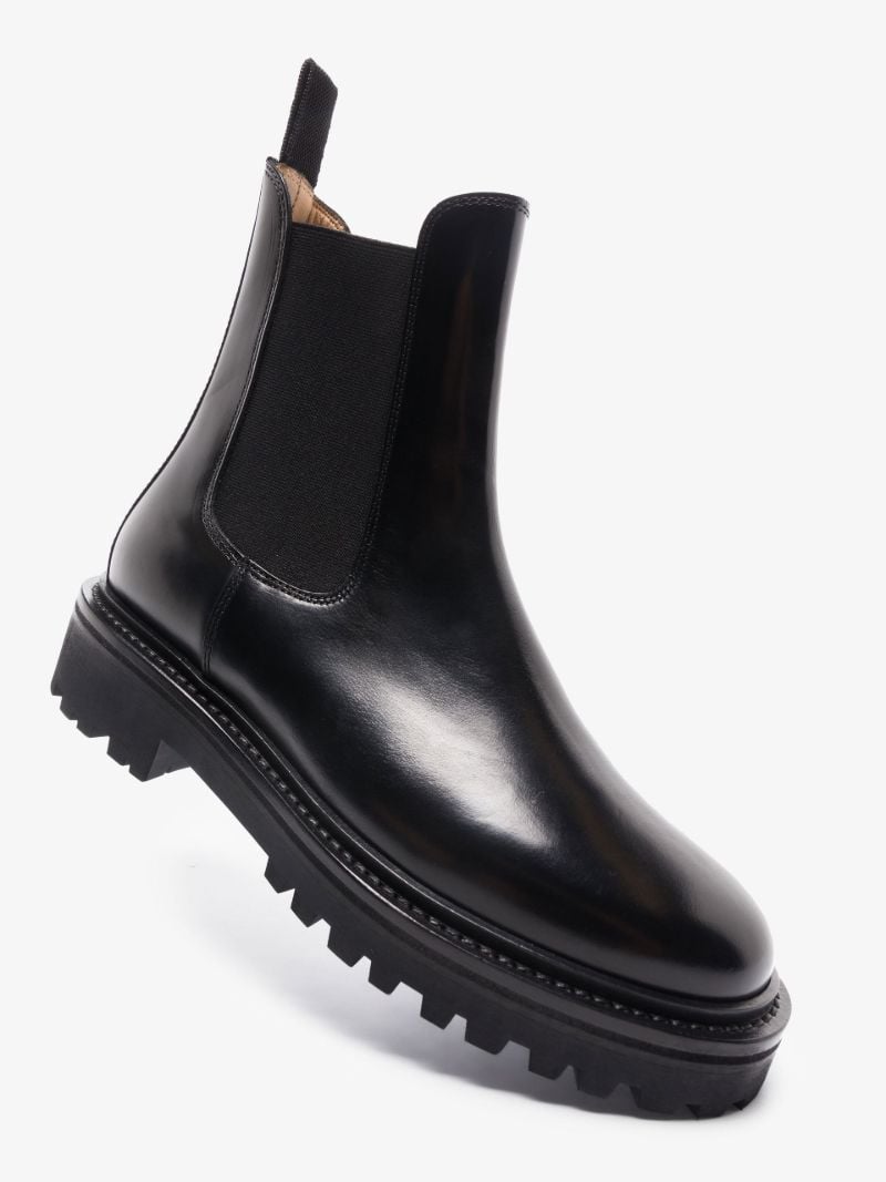 Black Castay Leather Chelsea Boots