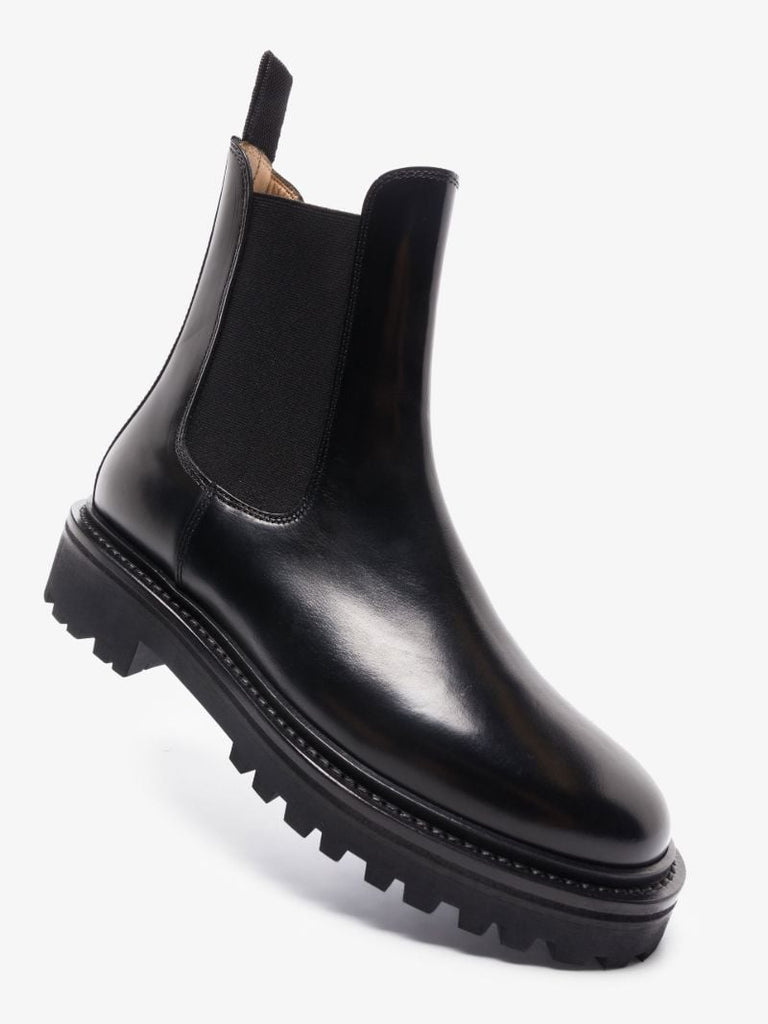 Black Castay Leather Chelsea Boots