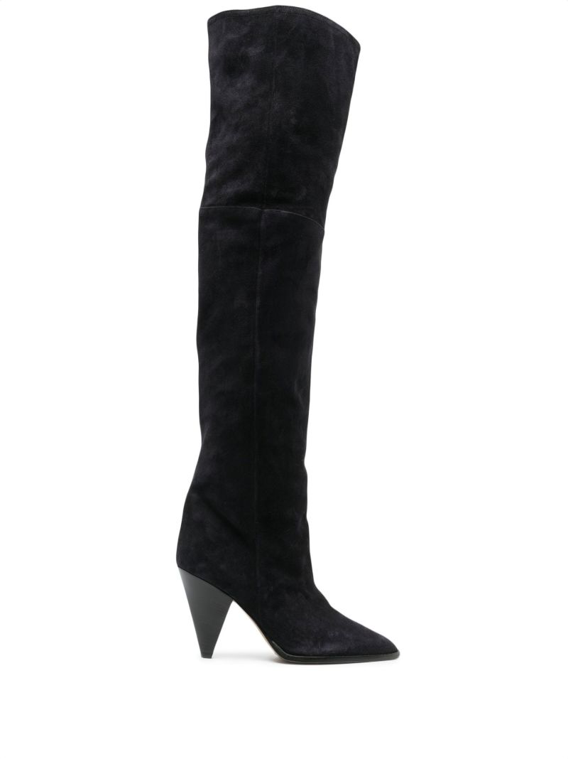 Black Riria 90 Knee-high Suede Boots