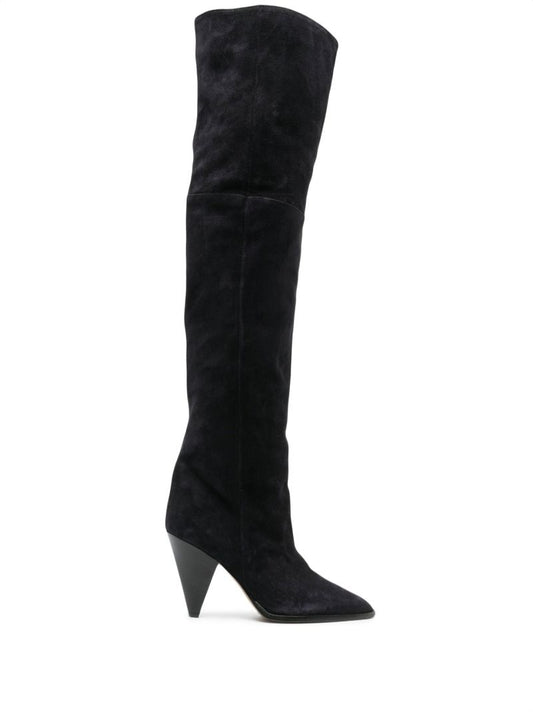 Black Riria 90 Knee-high Suede Boots