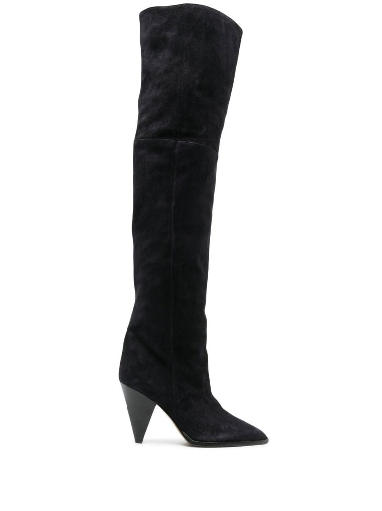 Black Riria 90 Knee-high Suede Boots