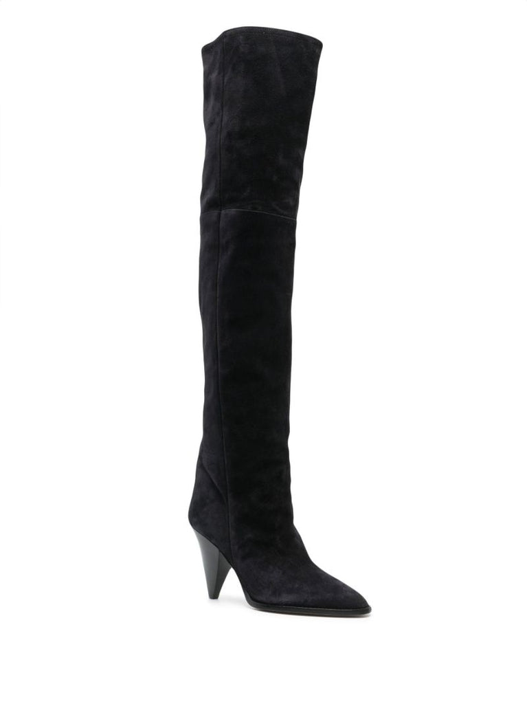 Black Riria 90 Knee-high Suede Boots
