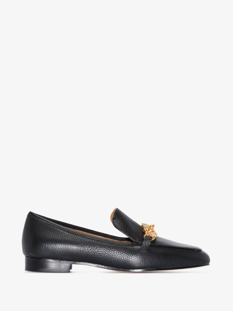 Black Jessa Leather Loafers