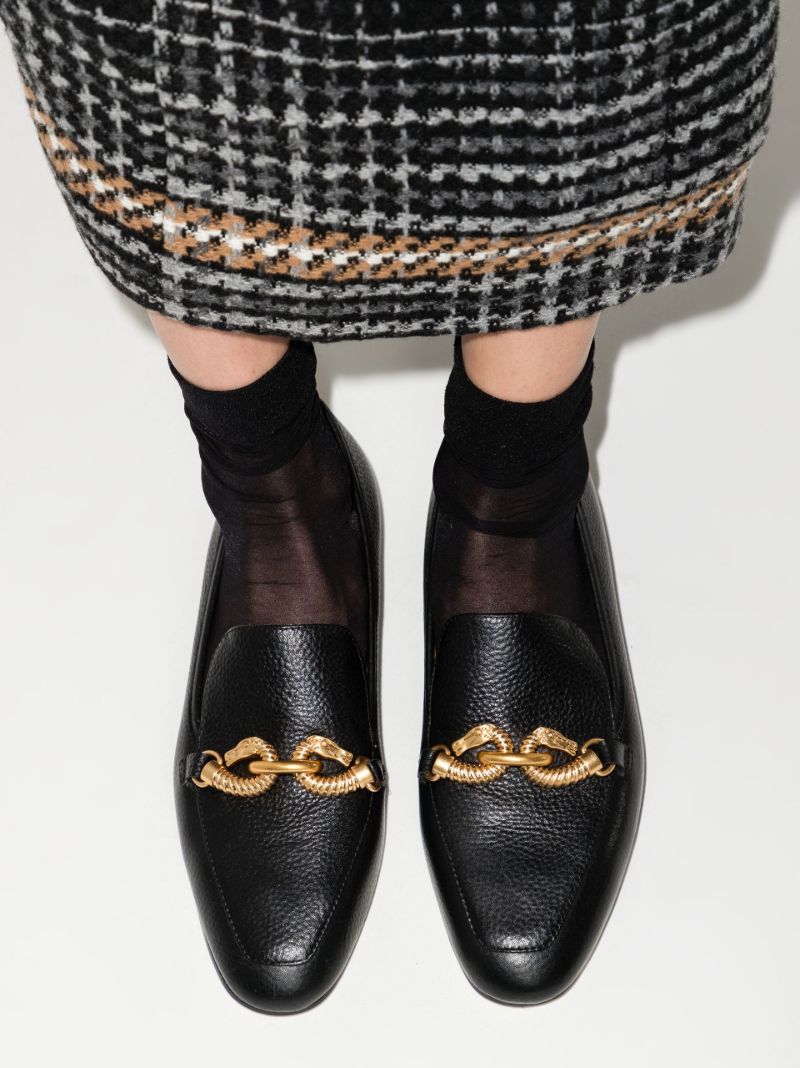 Black Jessa Leather Loafers