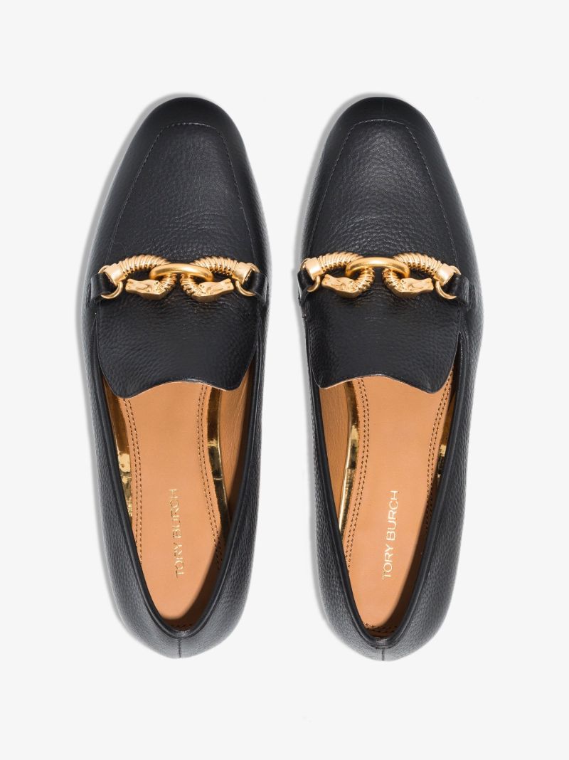 Black Jessa Leather Loafers