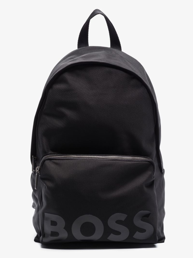Black Logo Print Backpack
