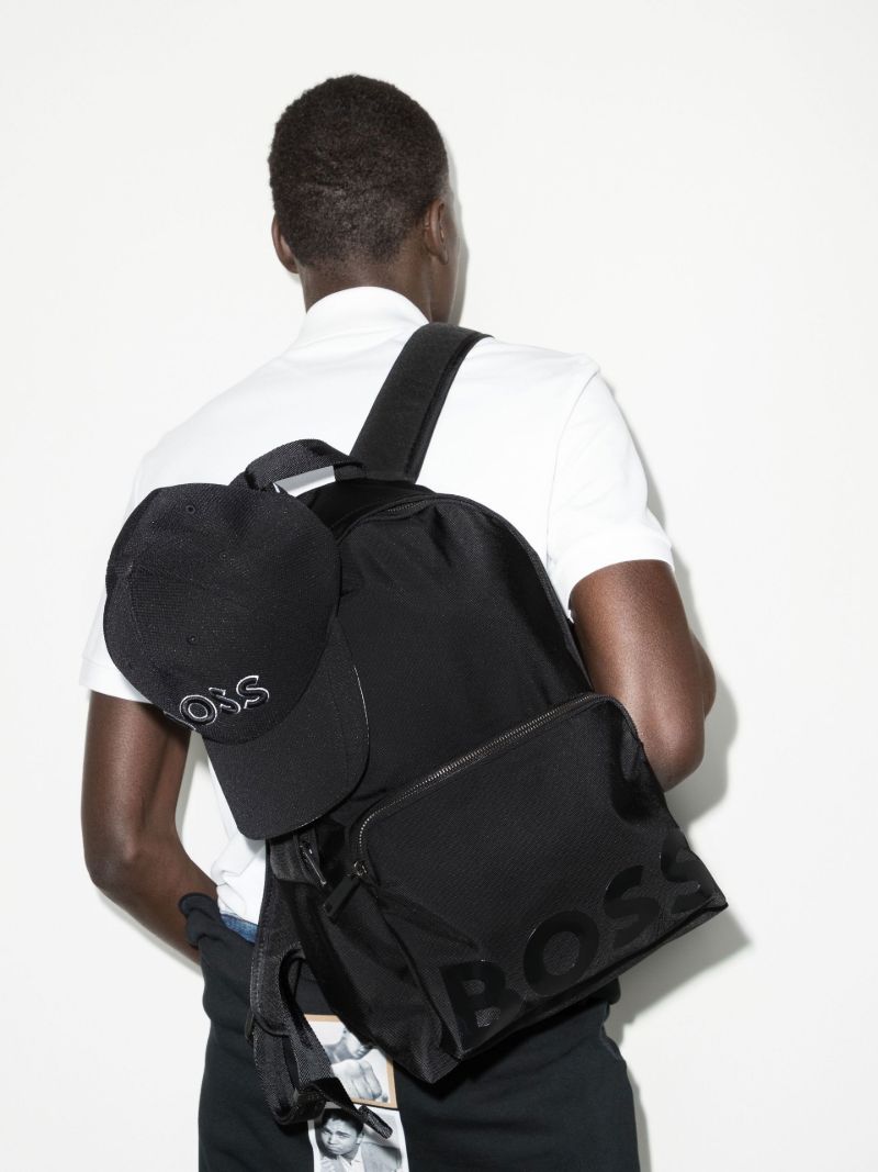 Black Logo Print Backpack