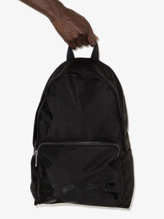 Black Logo Print Backpack