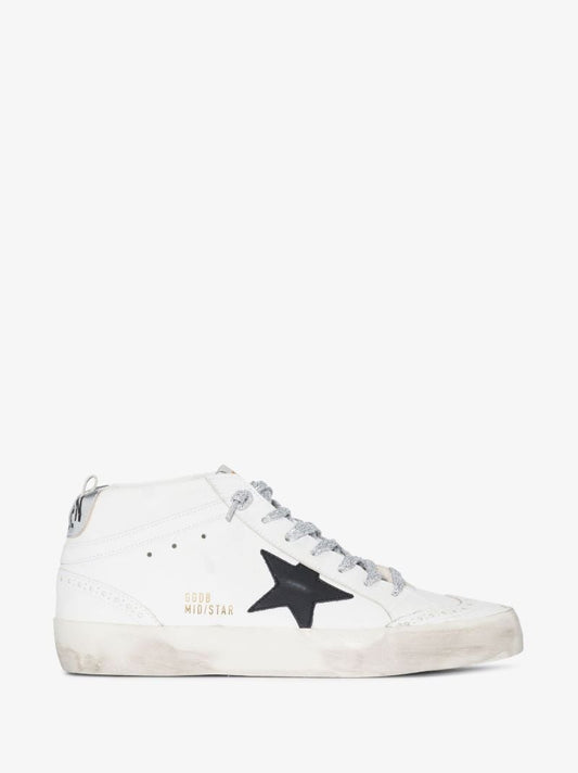 White Mid-star Leather Sneakers