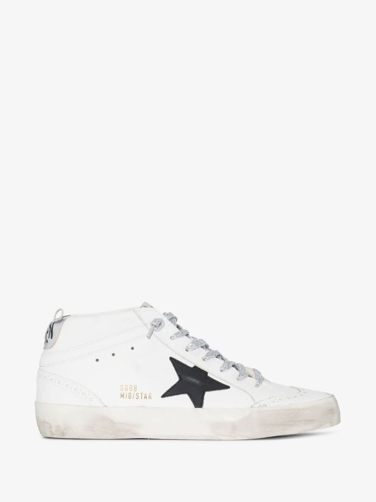 White Mid-star Leather Sneakers