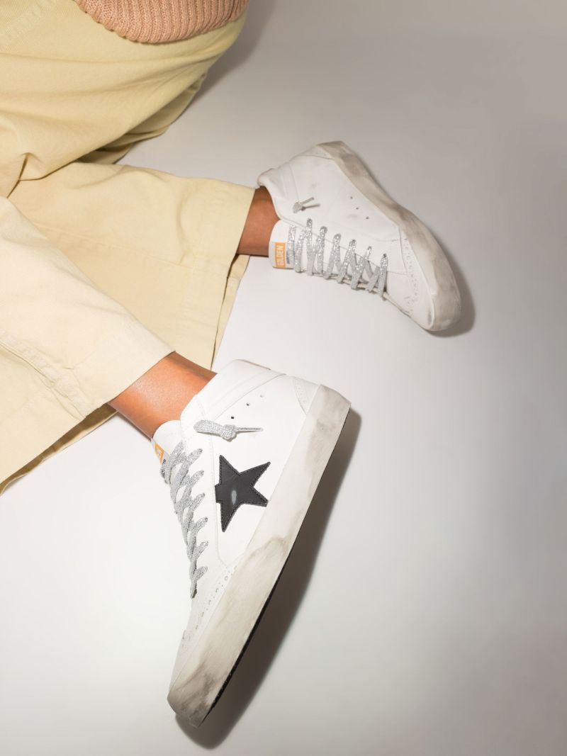White Mid-star Leather Sneakers