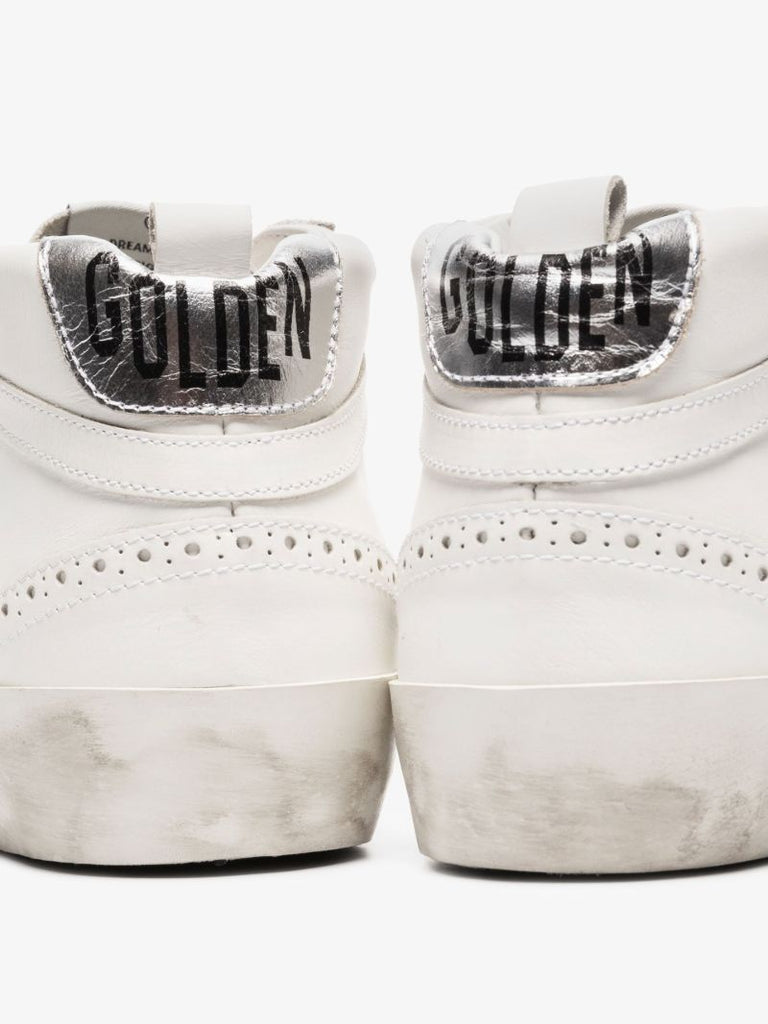 White Mid-star Leather Sneakers