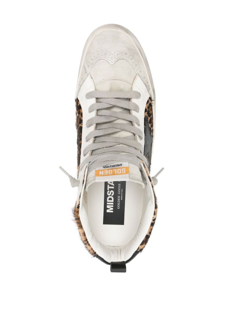 Brown Mid Star Leopard Print Leather Sneakers