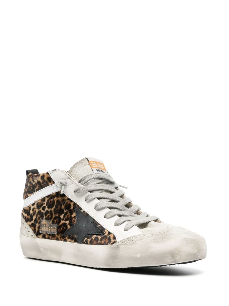 Brown Mid Star Leopard Print Leather Sneakers