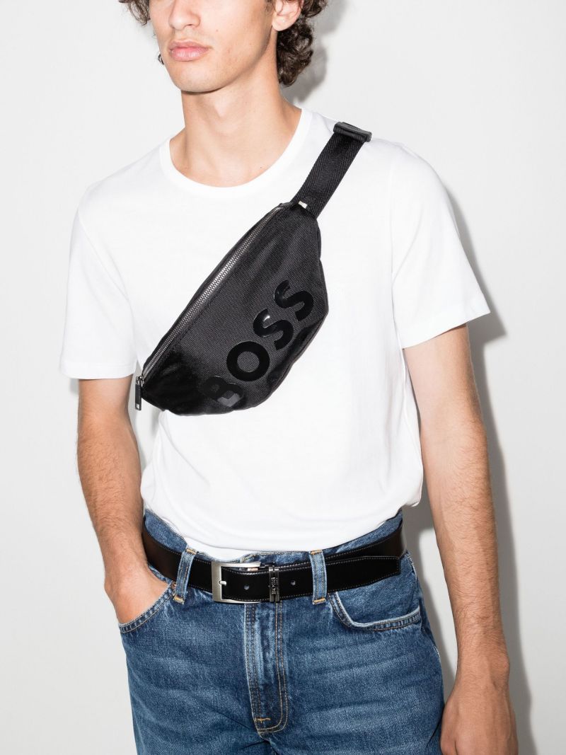 Black Catch Logo Cross Body Bag