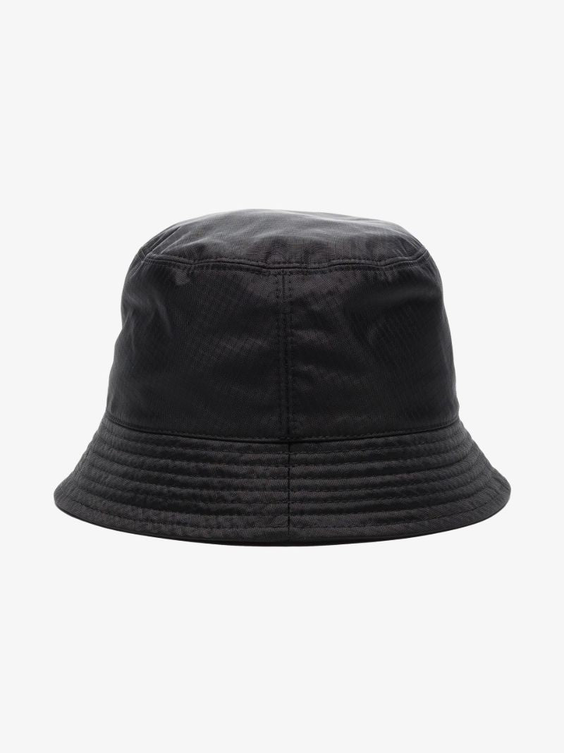 Black Logo Print Ripstop Bucket Hat