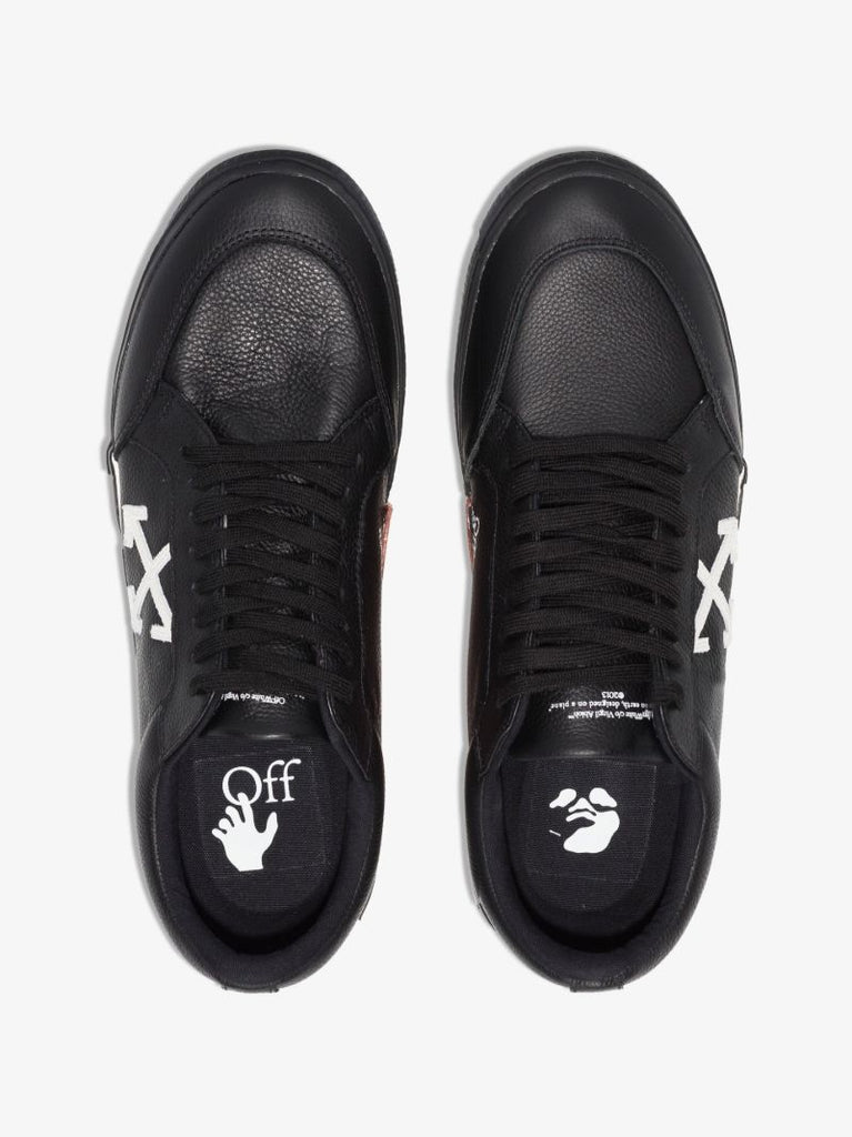 Black Low Vulcanised Leather Sneakers