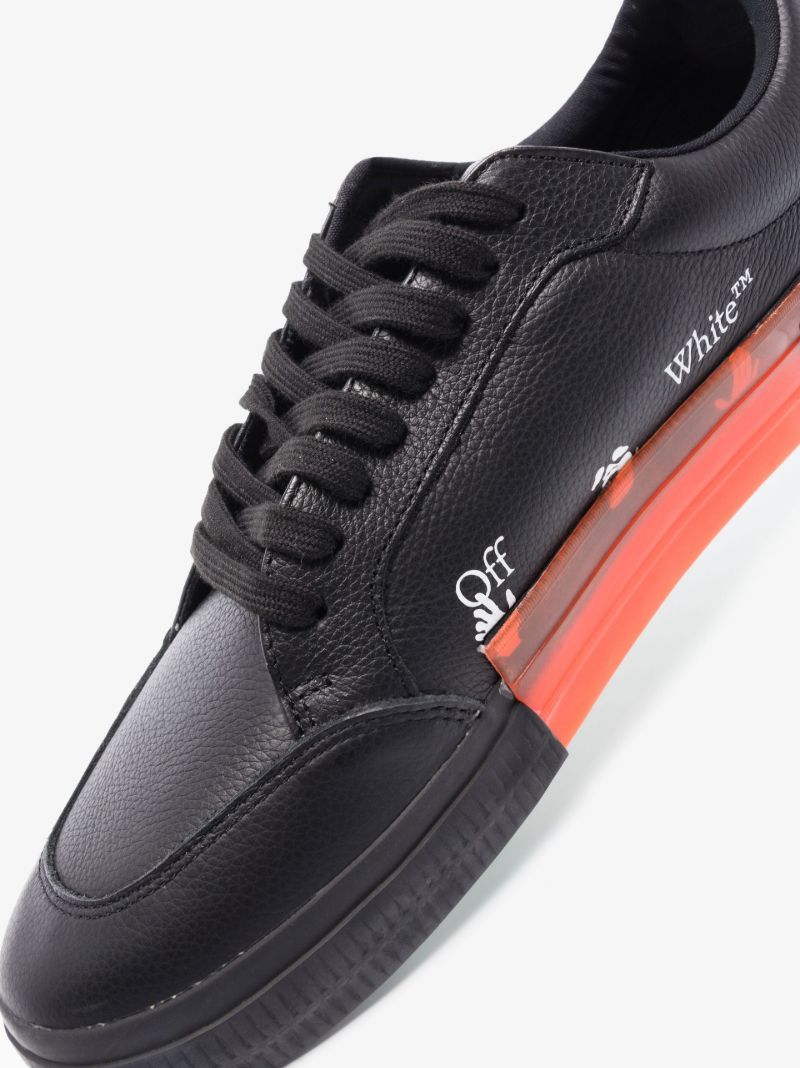 Black Low Vulcanised Leather Sneakers