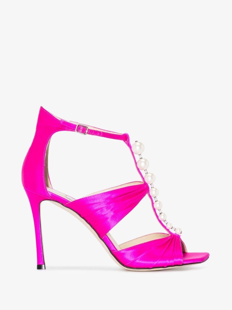Pink Aura 95 Embellished Satin Sandals