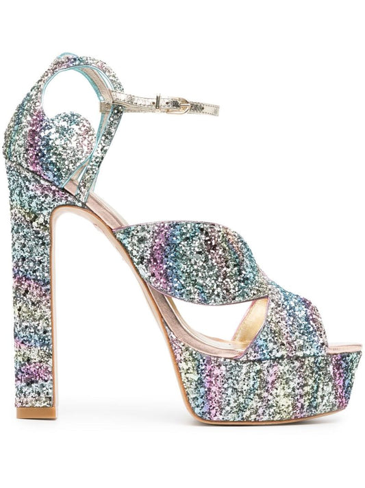 Blue Rita 140 Glitter Platform Sandals