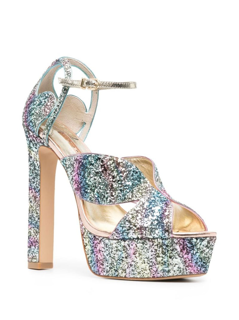 Blue Rita 140 Glitter Platform Sandals